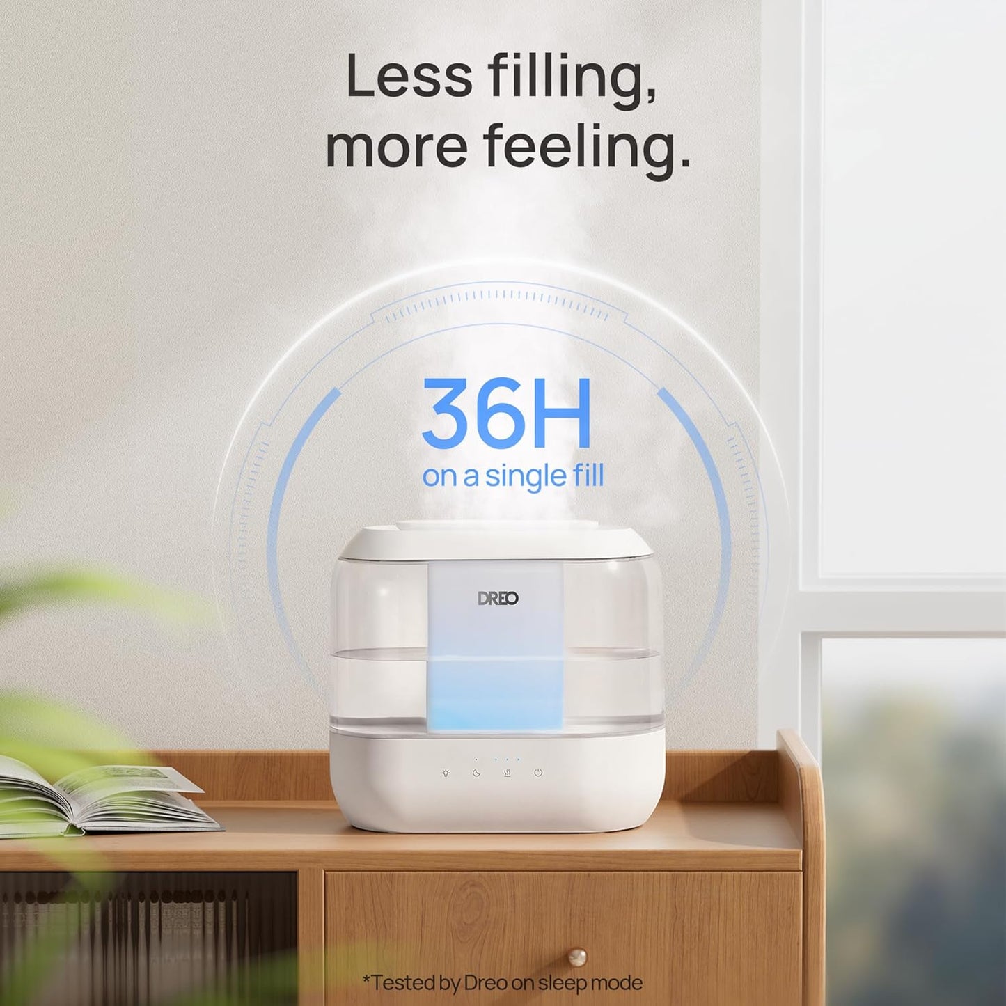 Dreo Humidifiers for Bedroom, 4L Top Fill for Large Room, 36H Runtime, 28 dB Quiet Supersized Cool Mist Air Humidifier for Baby Nursery, Plants, Indoor, Night Light, Easy to Clean & Fill