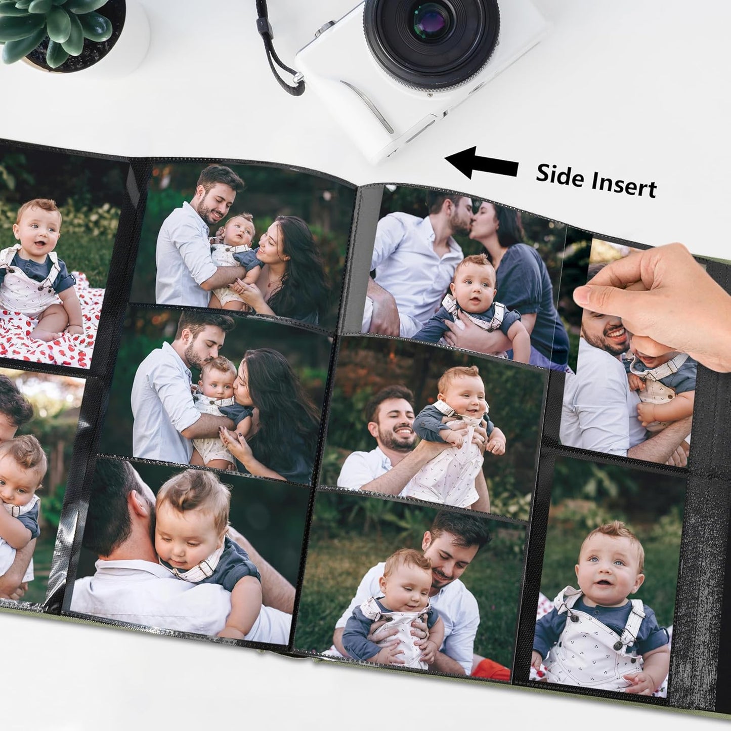 Photo Album 4x6 Pictrues 600 Pockets Linen Cover with Front Window Large Picture Book for Family Travel Wedding and Memory Keepsake Organizer Gray Blue