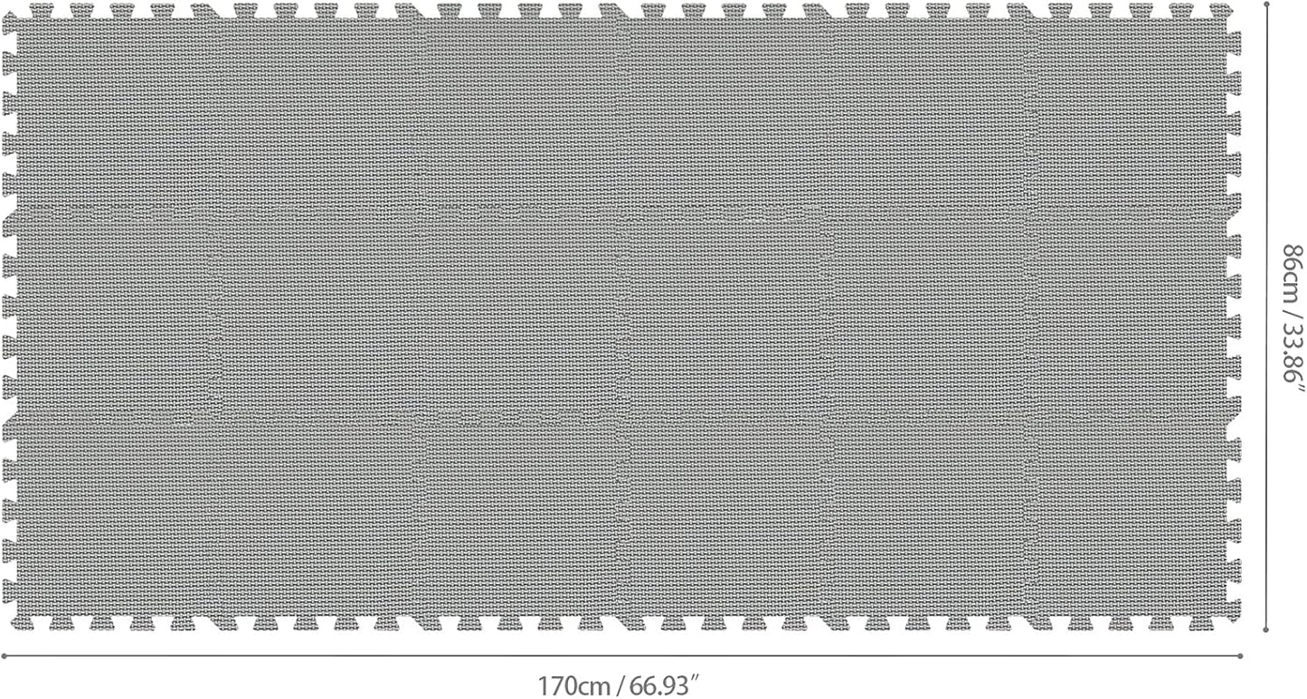 qqpp EVA Rubber 18 Tiles Interlocking Puzzle Foam Floor Mats - Baby Play Mat for Playing | Exercise Mat for Home Workout. Gray. QC-Lb18N