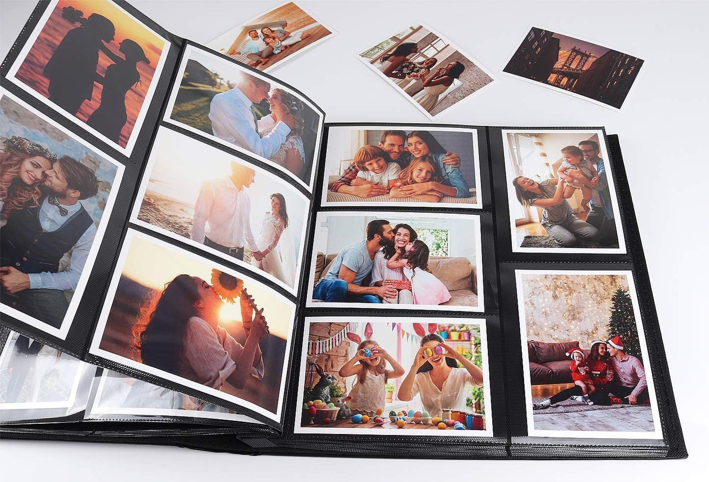 RECUTMS Photo Album 4x6 Holds 500 Photos Black Inner Page Button Grain Leather Larger Capacity Horizontal and Vertical Photos Wedding Pictures Album Birthday Christmas Baby Family Photo Book(Pink)