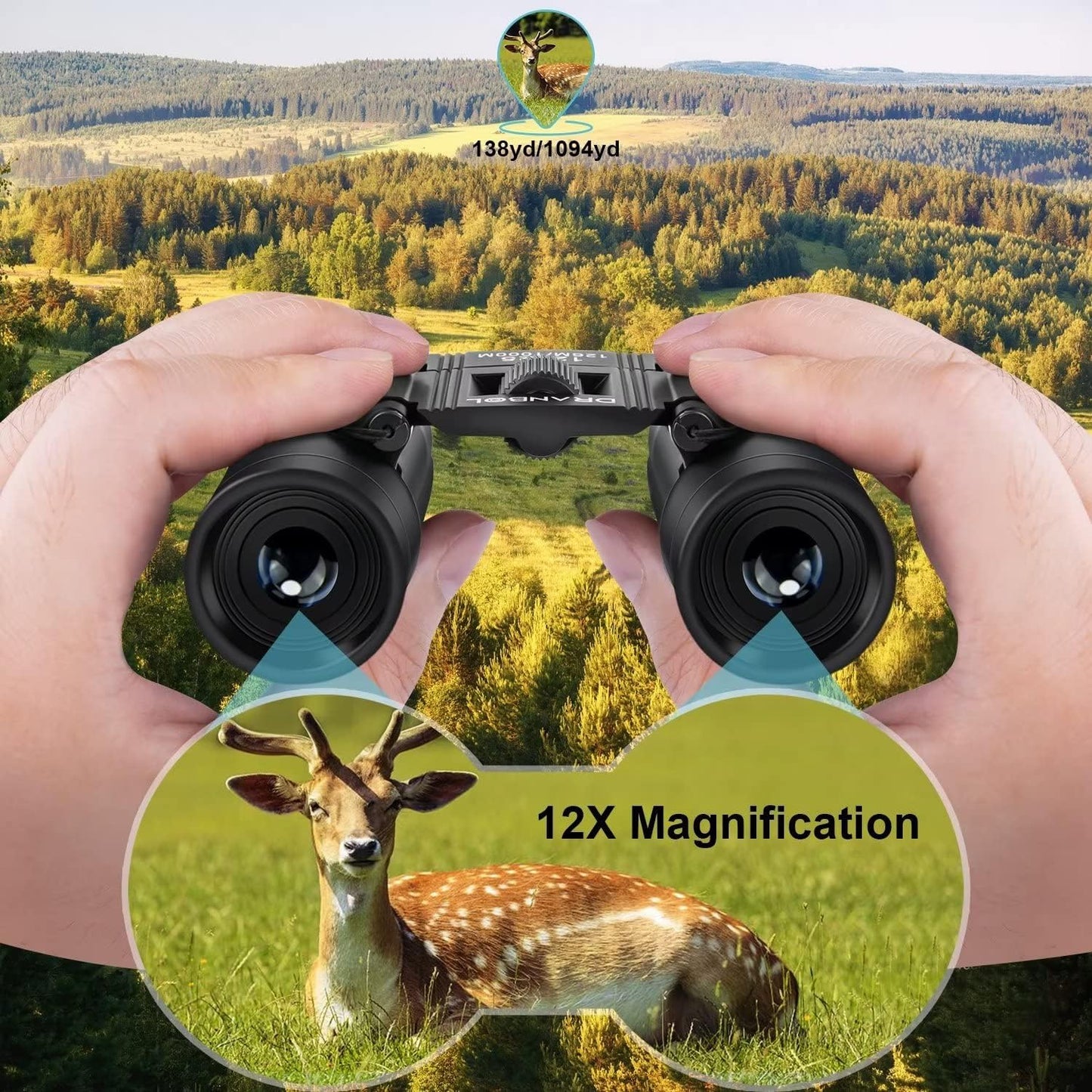 12X25 Mini Pocket Binoculars for Adults Kids, Small Compact Binoculars for Bird Watching, Opera Concert
