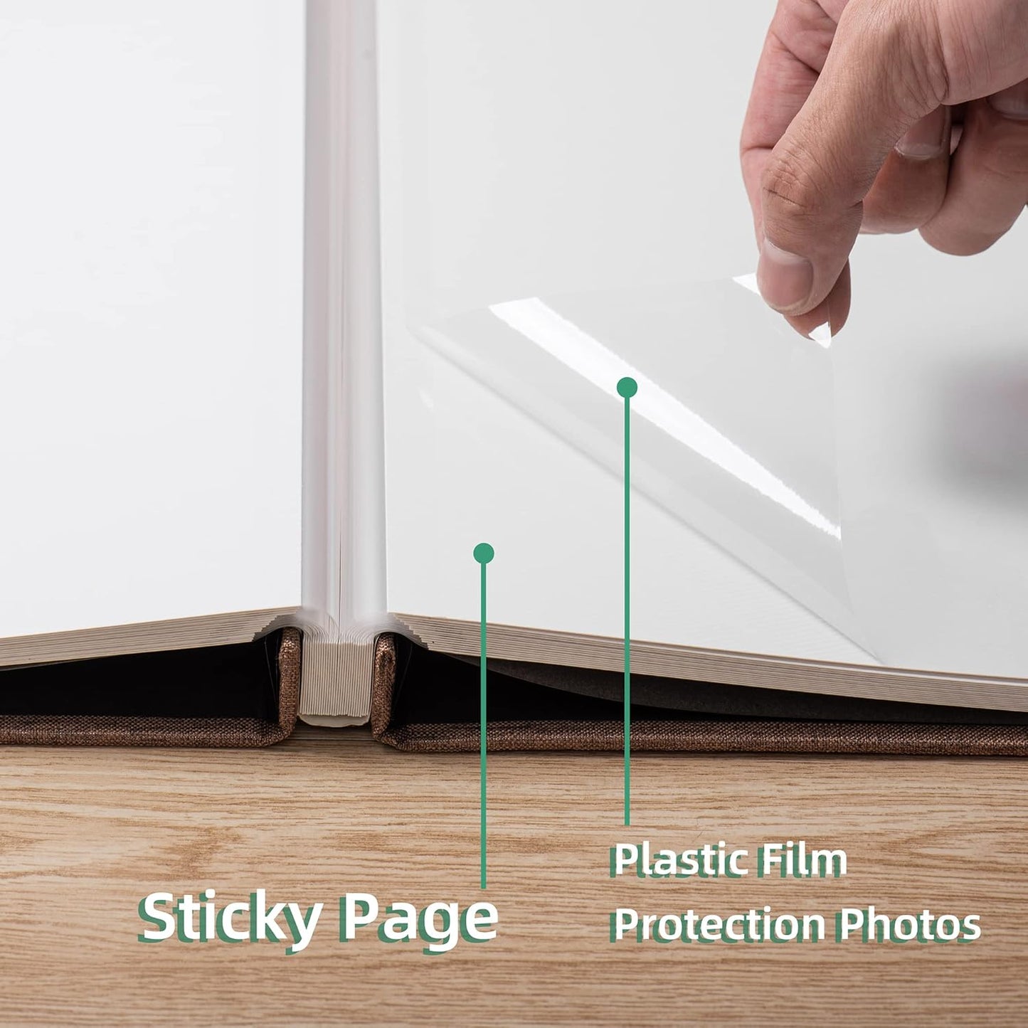 Large Photo Album Self Adhesive Scrapbook Album for 4×6 5×7 8×10 Pictures DIY Magnetic Linen Cover Album 40 Pages for Family Wedding Gifts with Metal Pen and Plastic Board