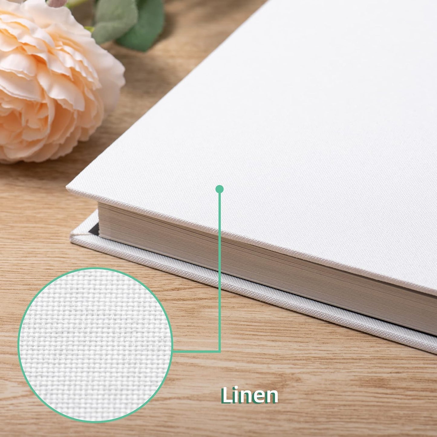 Large Photo Album Self Adhesive Scrapbook Album for 4×6 5×7 8×10 Pictures DIY Magnetic Linen Cover Album 60 Pages for Family Wedding Gifts with Metal Pen and Plastic Board
