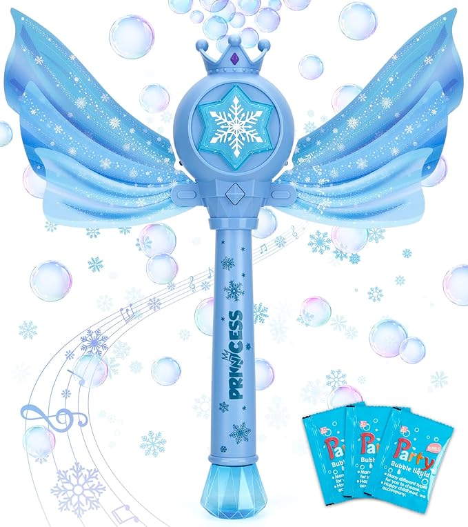 Bubble Machine for Kids, Automatic Electric Frozen Toys for Girls Princess Bubble Wand Maker Blower, Musical&Light Up Bubble Toys for Toddlers Outdoor, 3 4 5 6 7 8 Year Old Gifts