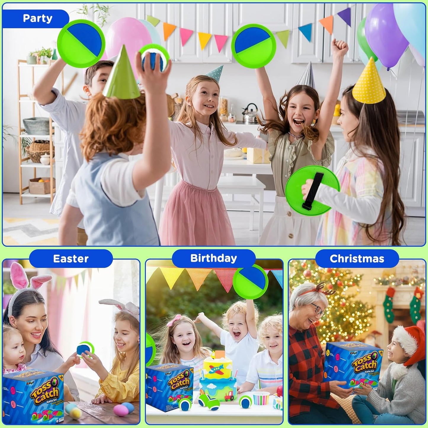 Ayeboovi Toss and Catch Ball Set Outdoor Yard Beach Pool Toys Games for Kids Family Sports 8 Paddles 4 Balls for Toddlers Boys Girls Ages 3-12 Boys Girls Birthday Gift