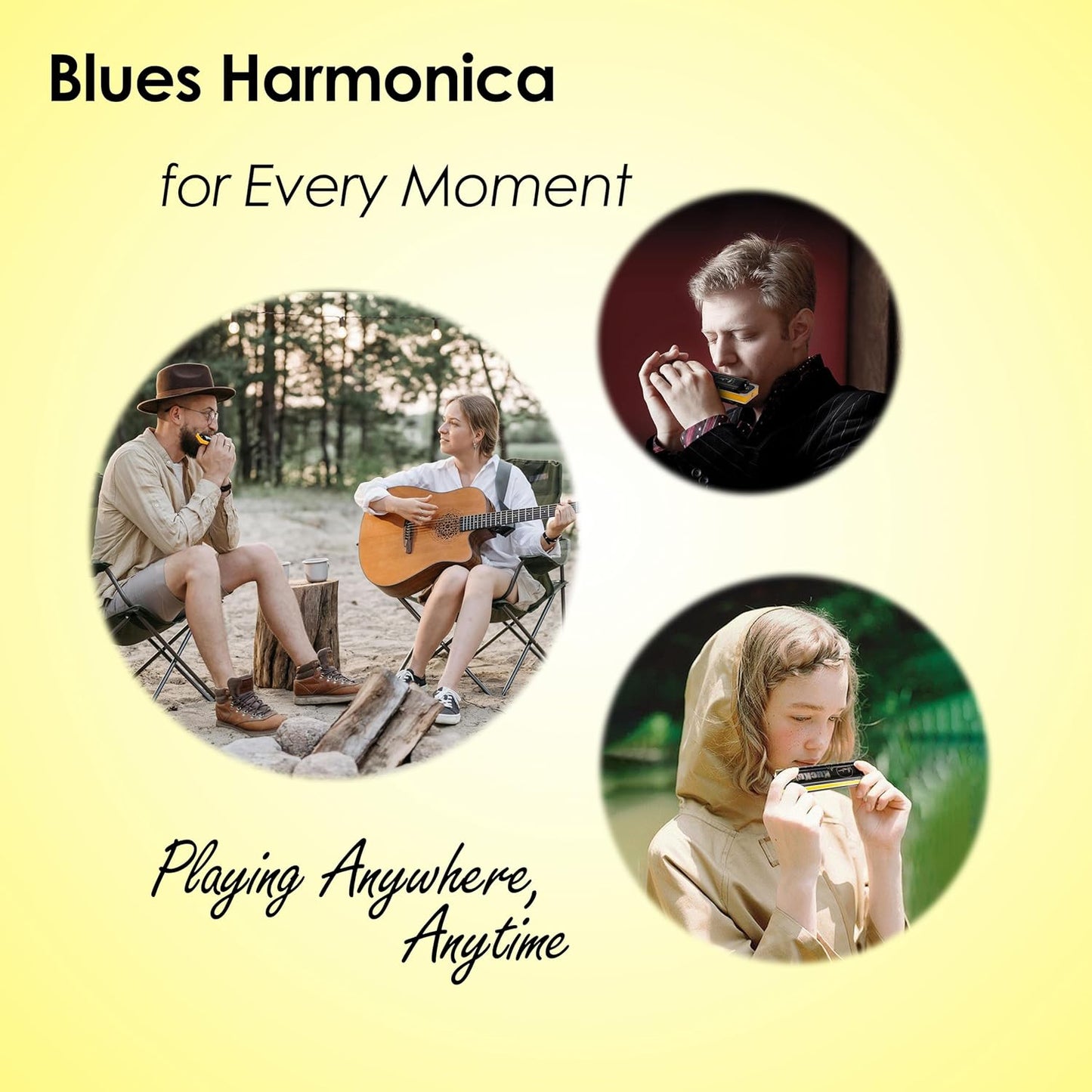 Diatonic Harmonica of G Key,Blues Mouth Organ 10 Holes 20 Tones, Reed of Phosphor Bronze, ABS Combo, Easy-Clean Cover,10 Holes Blues Harp for Adult, Beginner