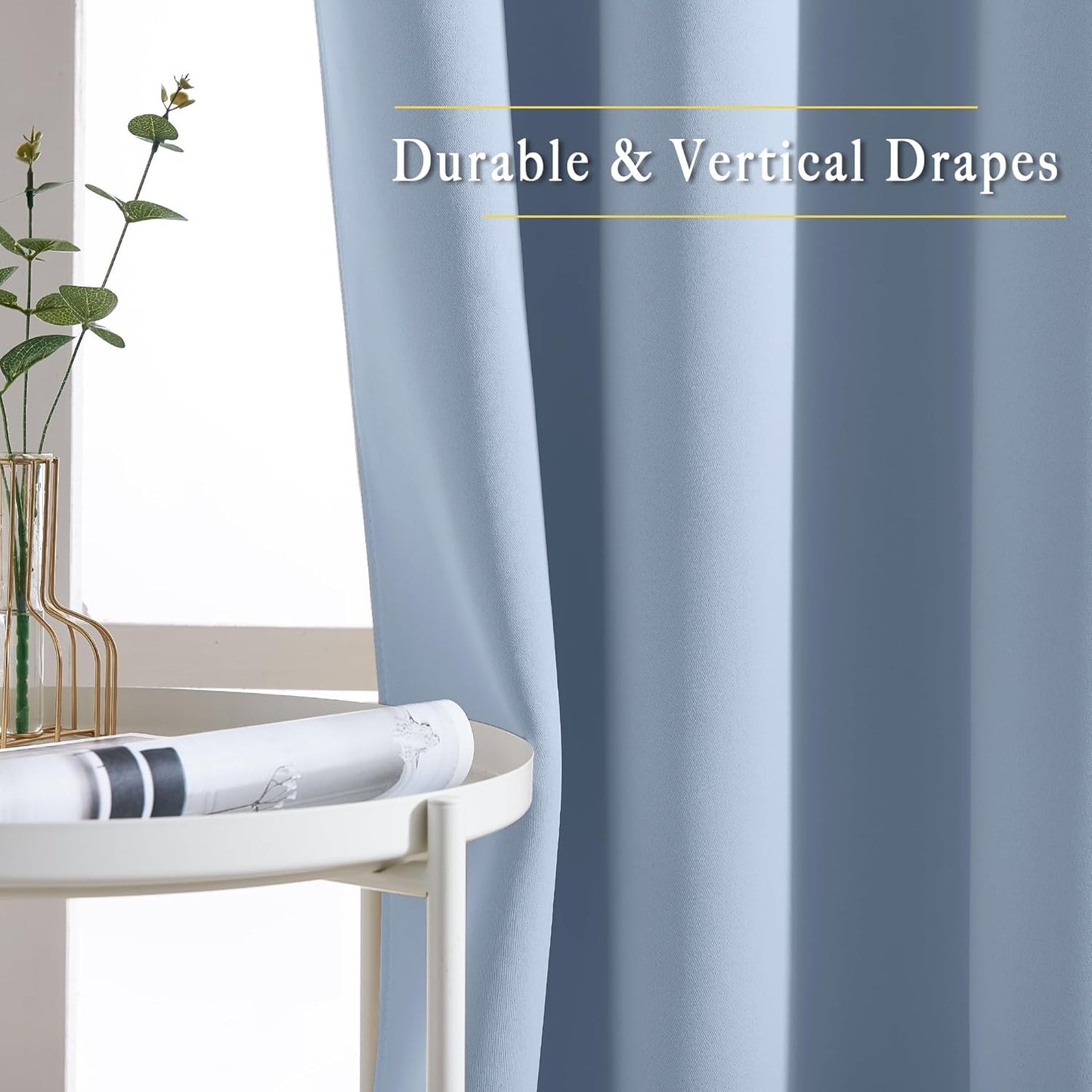 NICETOWN Blackout Curtains for Bedroom 63 inch Length 2 Panels - Window Treatment Thermal Insulated Solid Grommet Blackout for Living Room (52 by 63 Inch,Vintage Blue)