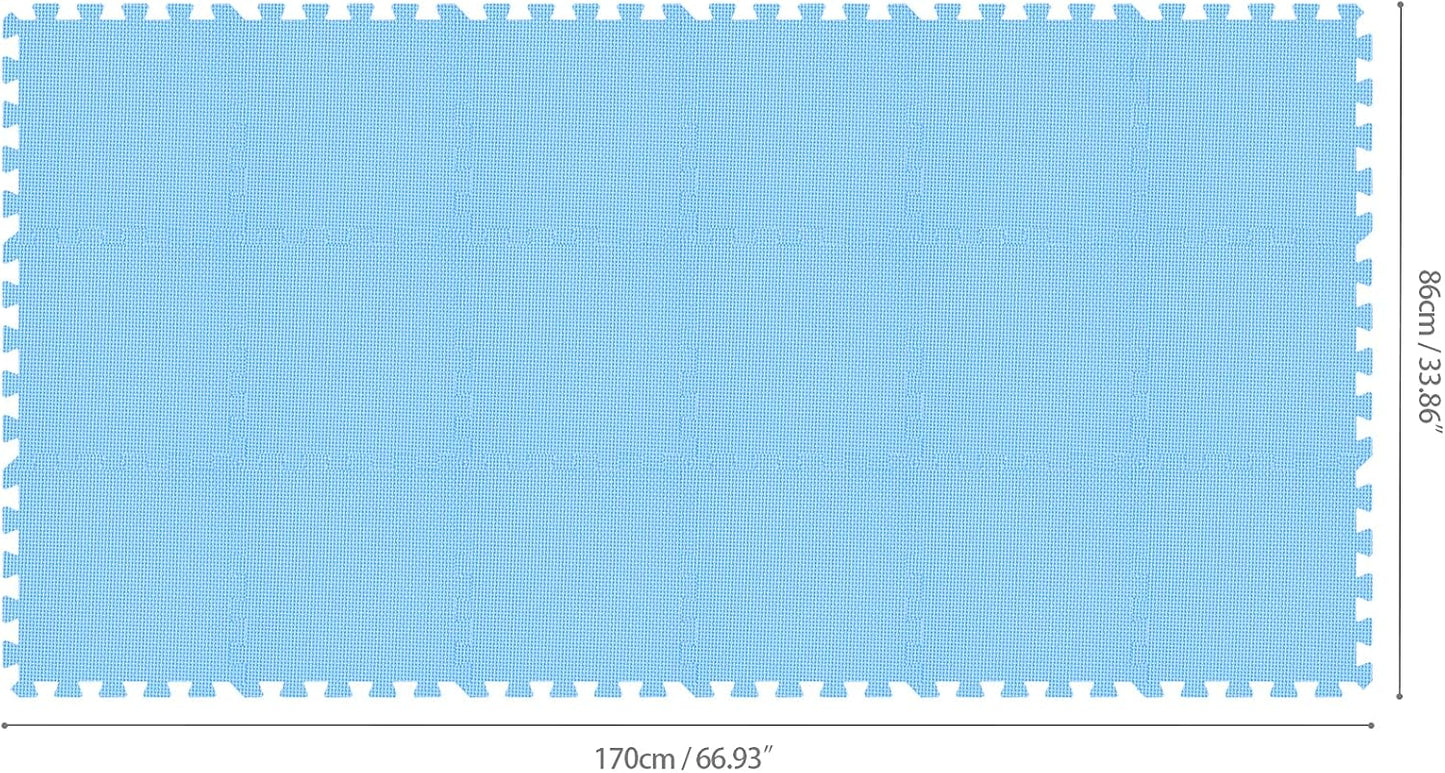 qqpp EVA Rubber 18 Tiles Interlocking Puzzle Foam Floor Mats - Baby Play Mat for Playing | Exercise Mat for Home Workout. Blue. QC-Gb18N