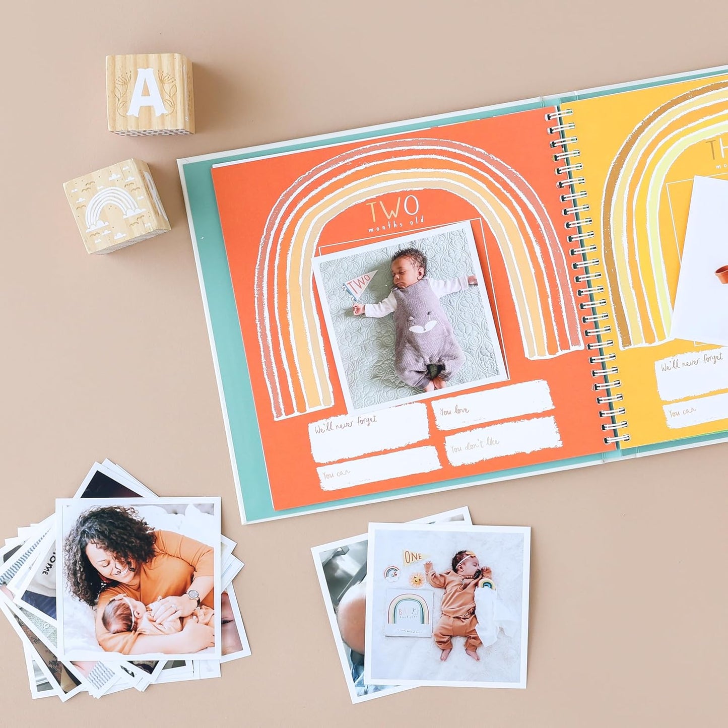 Lucy Darling Baby Memory Book – Little Rainbow | First 5 Years Journal & Photo Album | Gender-Neutral Milestone Keepsake for Baby Boy or Girl | New Mom Gift