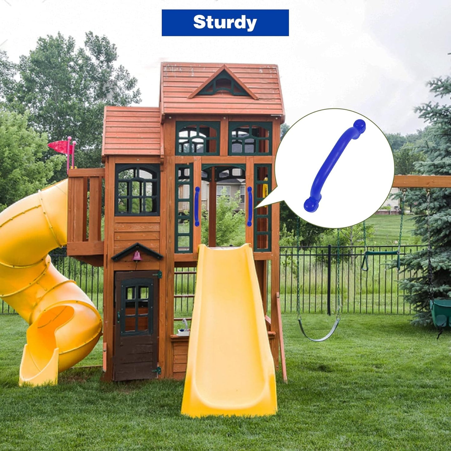 RedSwing Playground Accessories for Kids Outdoor, Playground Equipment Set for Backyard Playhouse, Swingset Attachments with Pirate Ship Wheel, Toy Telescope, Telephone and Safety Handles, Blue