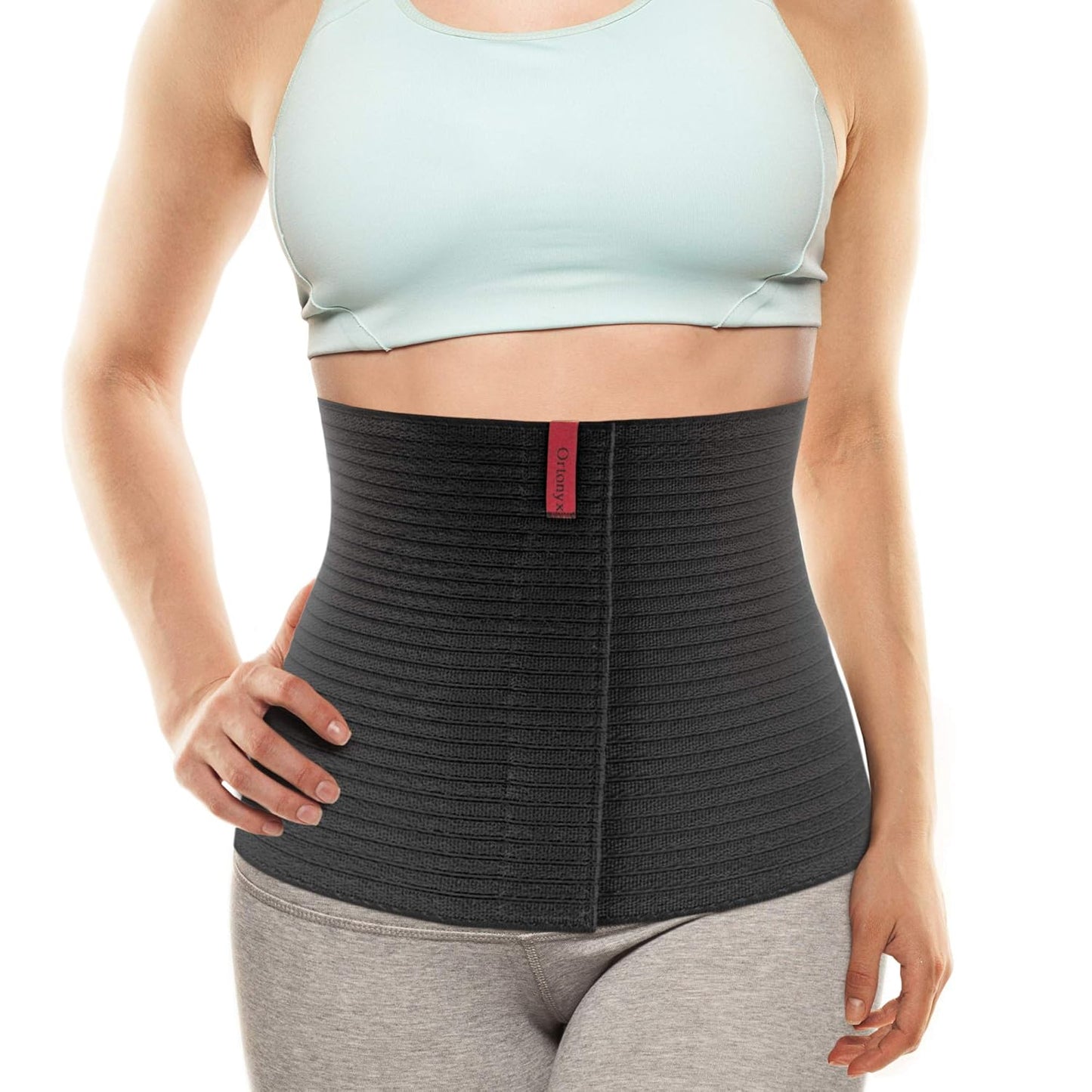 ORTONYX 10.25" Abdominal Binder for Men and Women/Postpartum Post-operative Post-surgery Wrap/Abdomen Navel Umbilical Hernia Support Belt / 524010 Black S/M