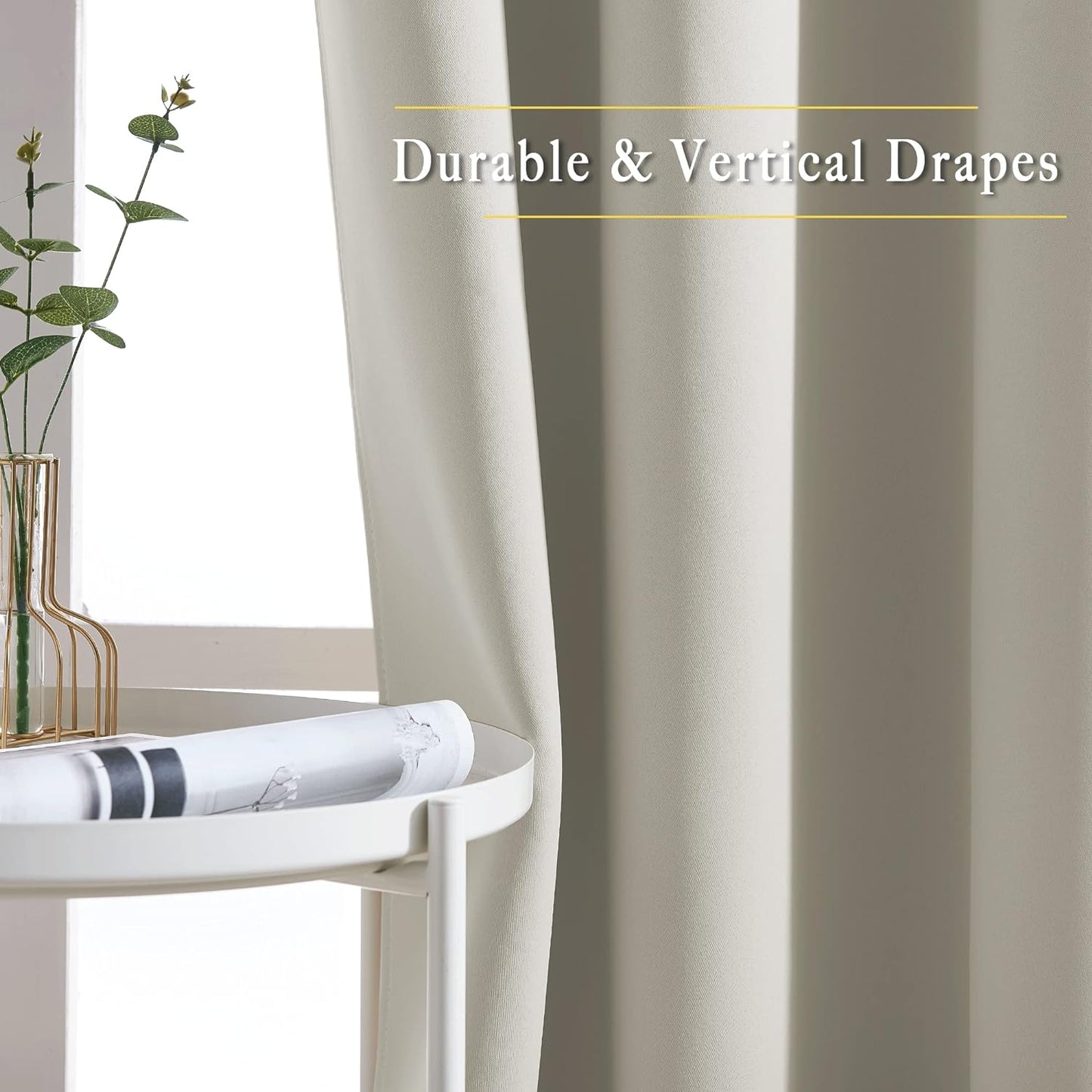NICETOWN Room Darkening Natural Curtains 84 inches Long, Grommet Room Darkening Thermal Insulated Sound Dampening Window Treatments for Bedroom/Home Office, 2 Panels, W46 x L84