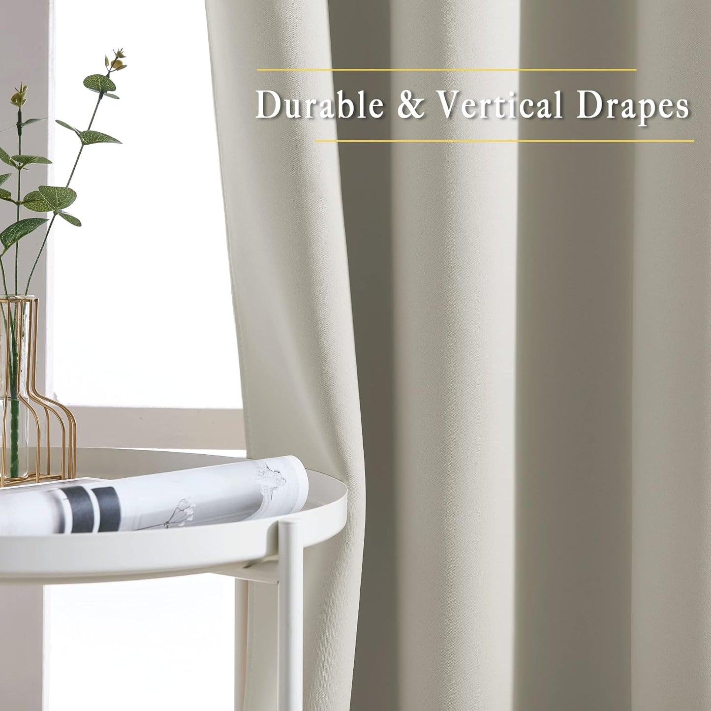 NICETOWN Room Darkening Room Divider Curtains 118 inches Long, Grommet Thermal Window Treatments Sound Reducing Drapes for Sliding Glass Door, Natural, W66 x L118, 2 Pieces