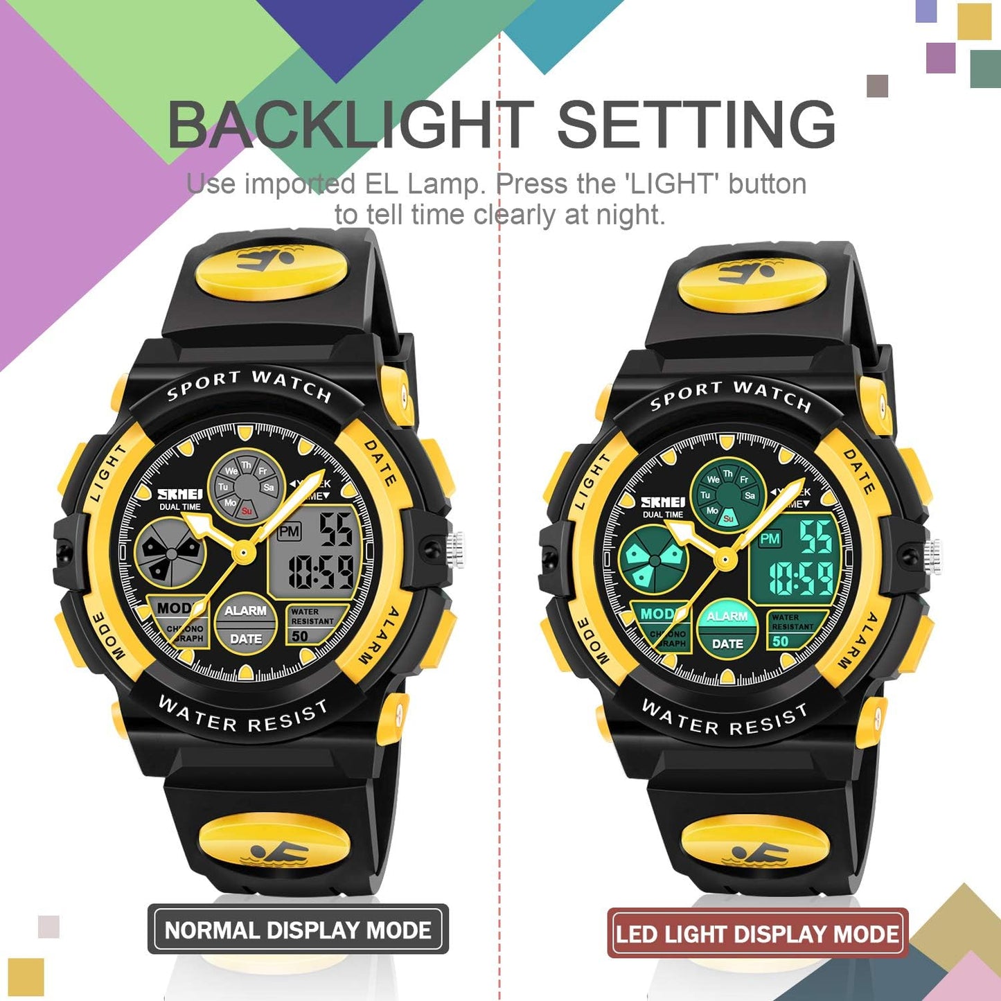 ATIMO LED Multi Function Waterproof Watch for Kids - Kids Gifts