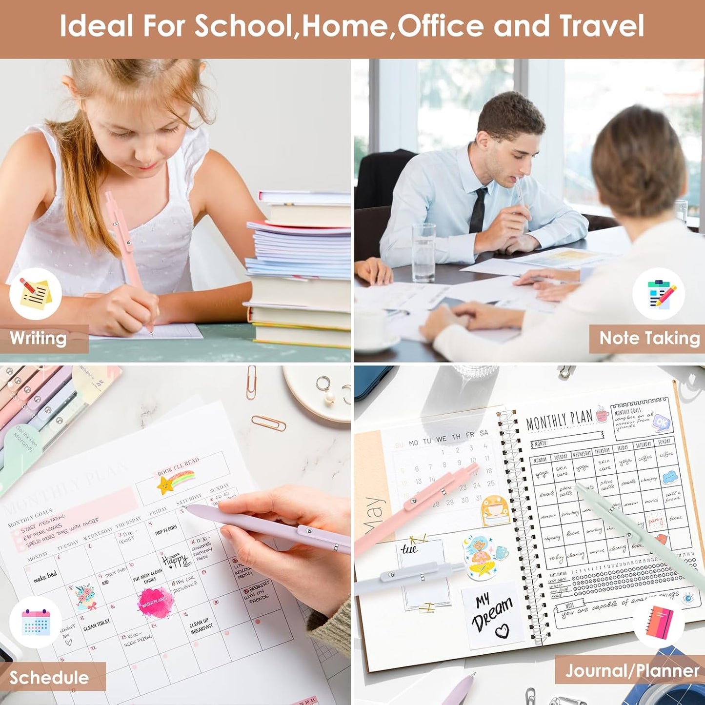 Pens for School, Cool Stuff Aesthetic Pen Office College School Supplies, Teen Girl Gifts Trendy Stuff Gel Pens for Men Women Student