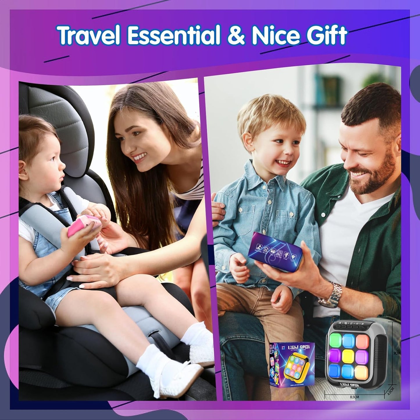 Tic Tac Toe Electronic Handheld Puzzle Game Console Fidget Toys w/ 7 Game Modes, Portable Fast and Fun Car Travel Press Games for Kids Adults, Ideal Xmas Birthday Gifts for Ages 3+ (Green)