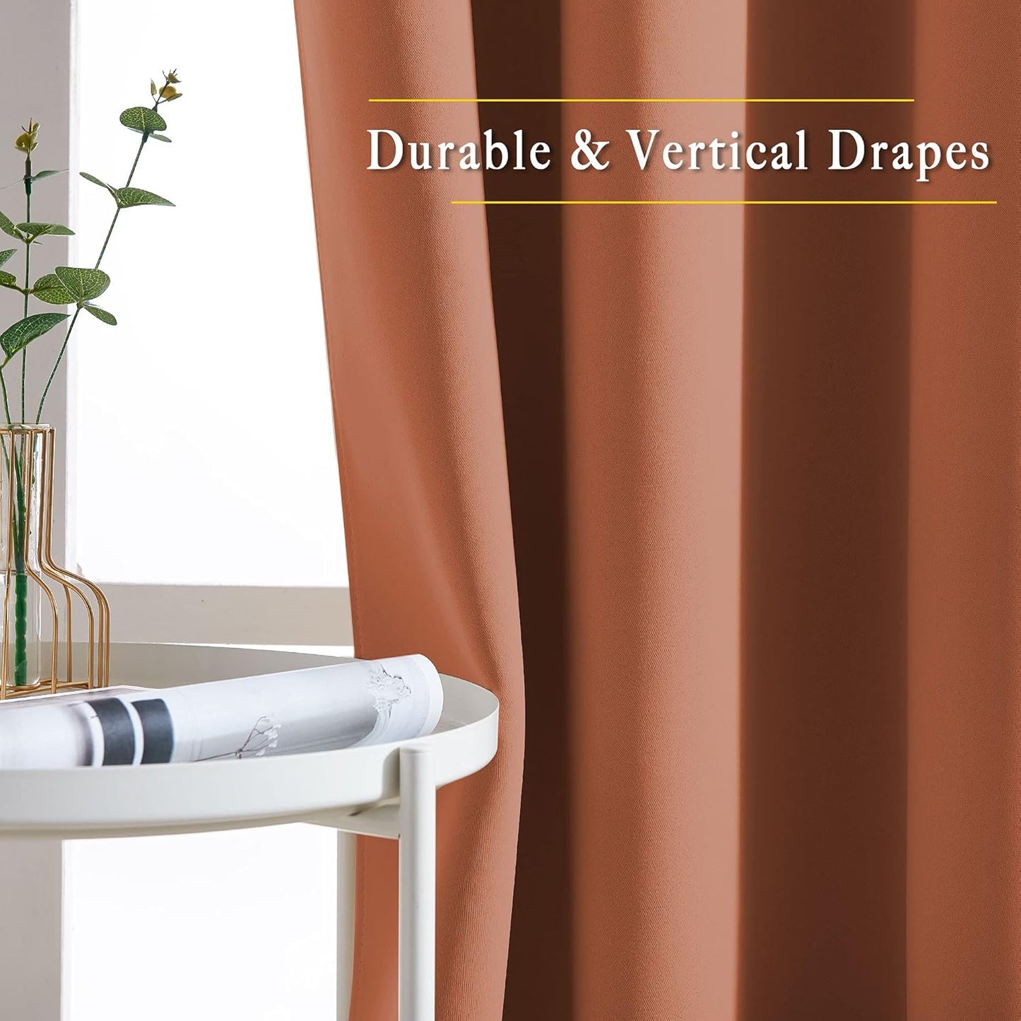 NICETOWN Blackout Curtain Panels 95" L - Window Treatment Energy Saving Thermal Insulated Solid Grommet Blackout Drapes for Living Room (Burnt Orange, 1 Pair, 80 by 95-Inch)