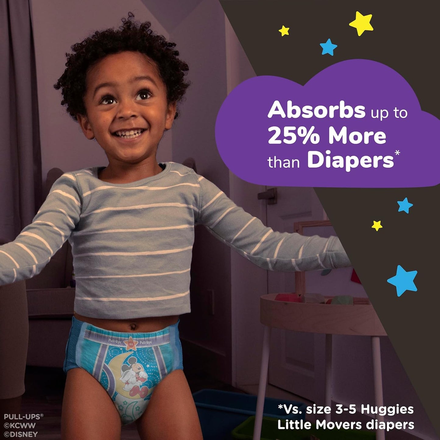 Pull-Ups Boys' Night-Time Potty Training Pants, Size 2T-3T Overnight Training Underwear (16-34 lbs), 68 Ct