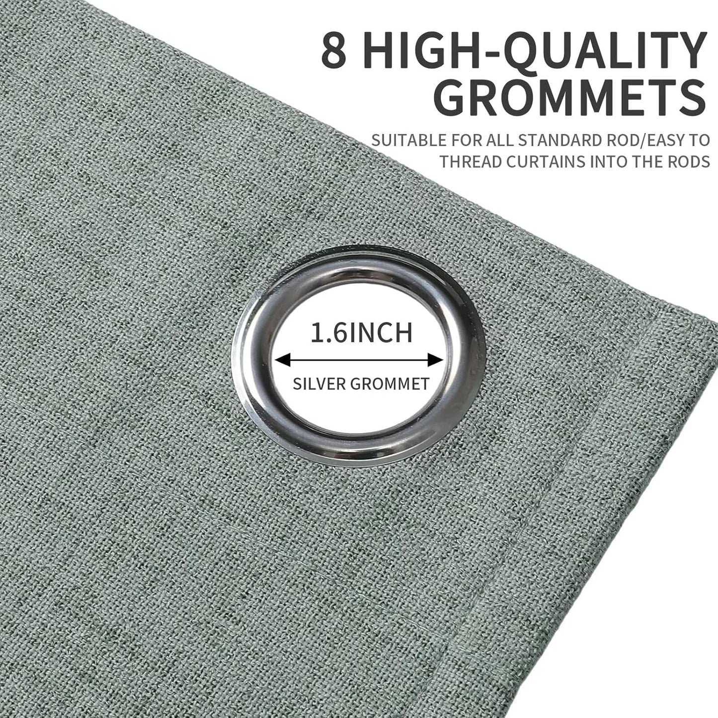 Joydeco Custom Sage Green Textured Total Blackout Curtain for Bedroom and Living Room. Grommet Textured Thermal Insulated Room Darkening Curtain 1 Panel (Custom Size and Color)