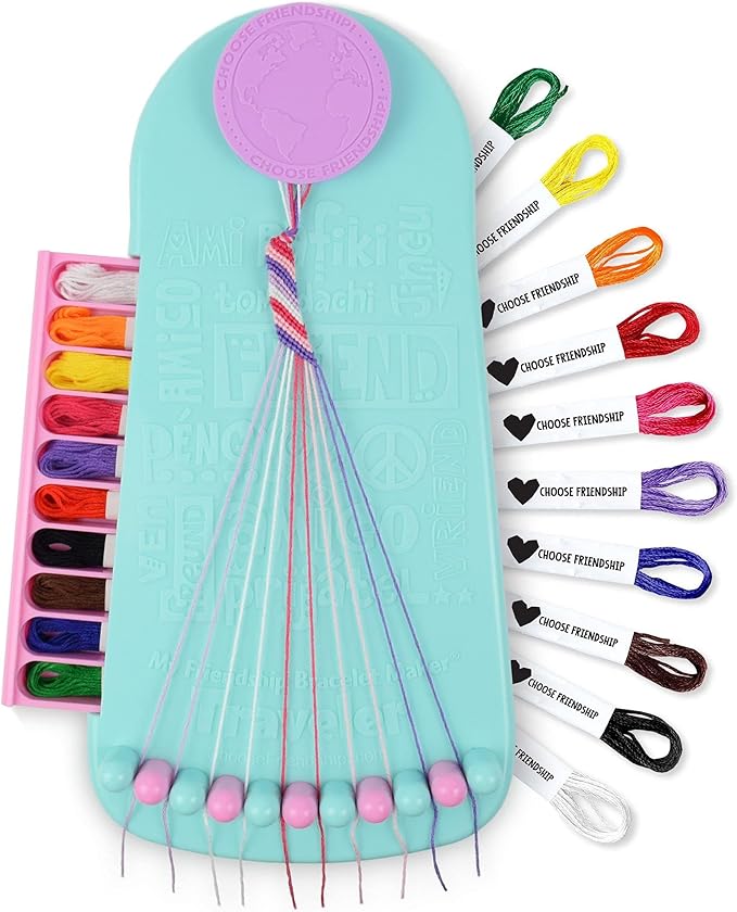 Choose Friendship, My Friendship Bracelet Maker®, an American Original | 20 Pre-Cut Threads - Makes Up to 8 Bracelets | Craft Kit, Kids, Bracelet Making Kit, Jewelry-Making Kit, Gifts for Girls 8-12
