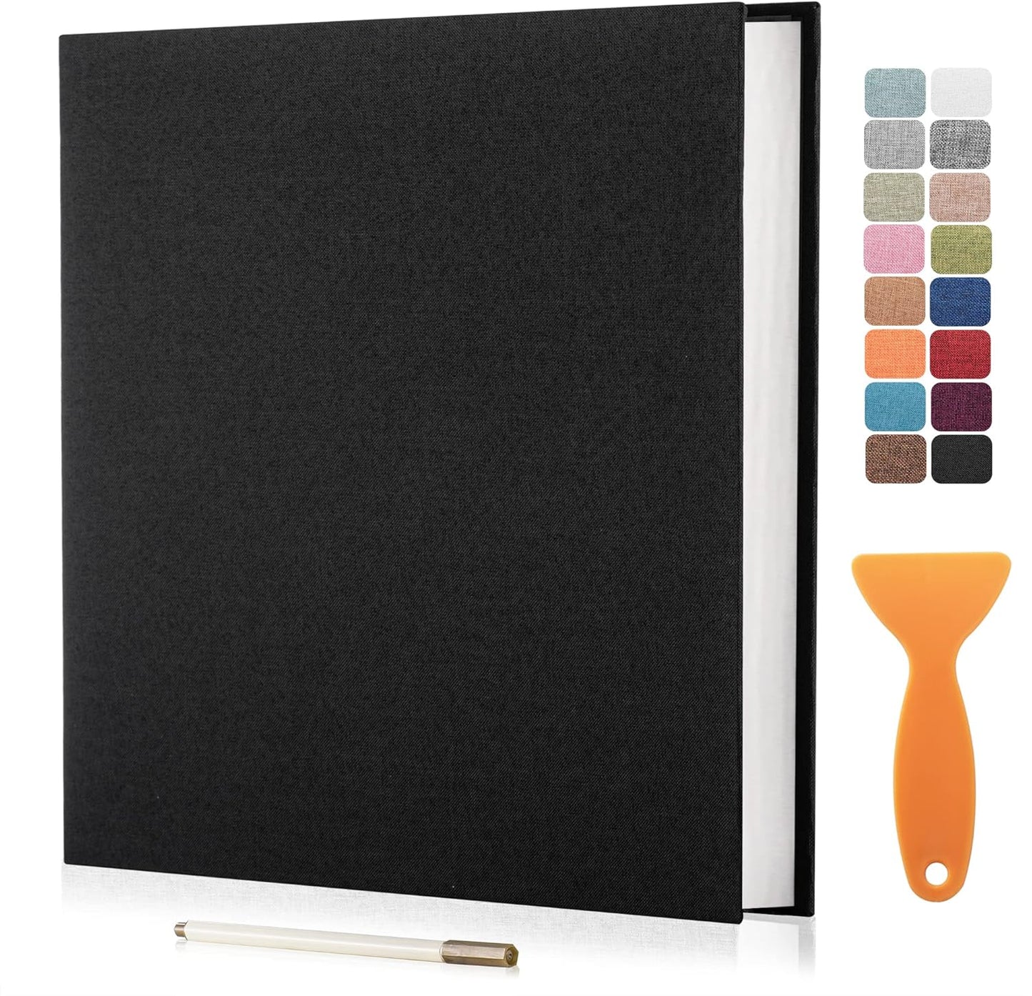 Large Photo Album Self Adhesive Scrapbook Album for 4×6 5×7 8×10 Pictures DIY Magnetic Linen Cover Album 40 Pages for Family Wedding Gifts with Metal Pen and Plastic