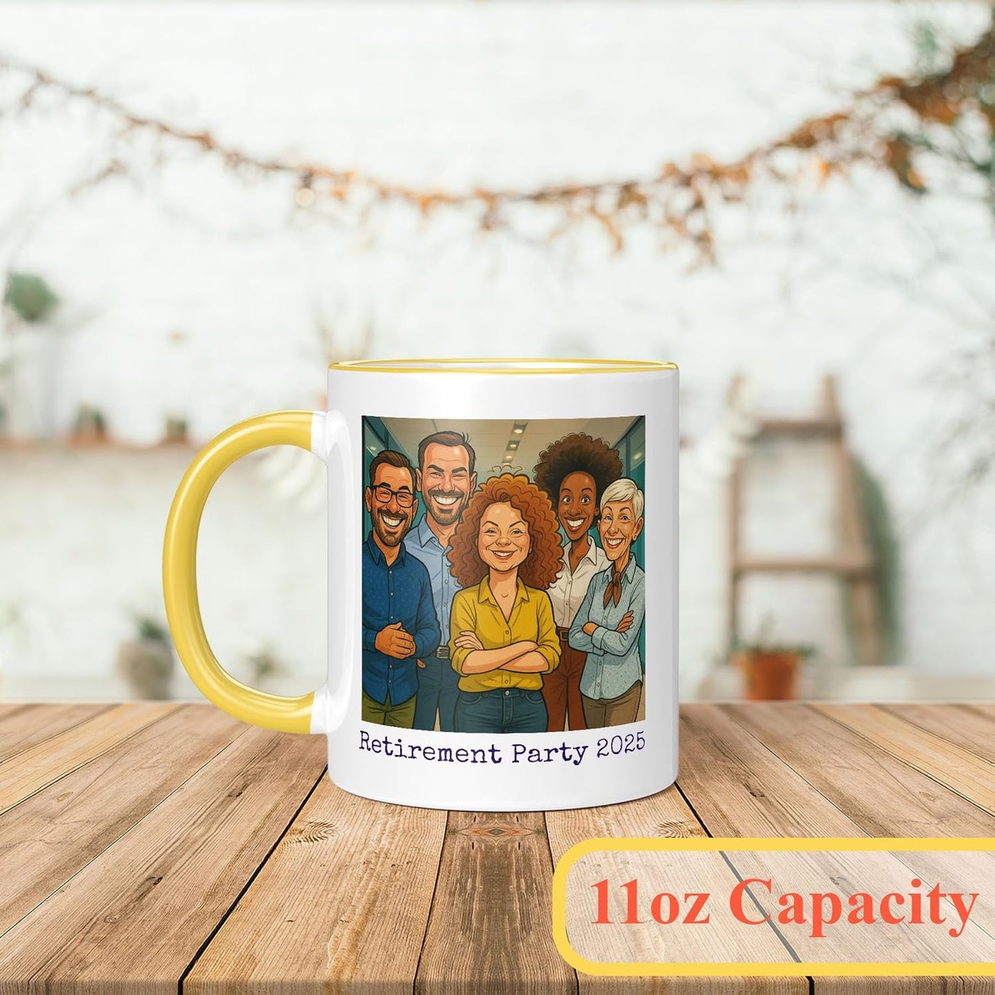 Personalized Coffee Mug, Custom Photo Caricature Gift, Funny Customized Coffee Gift for Men & Women, Custom Mugs with Pictures, Yellow 11oz Customized Ceramic Tea Cup