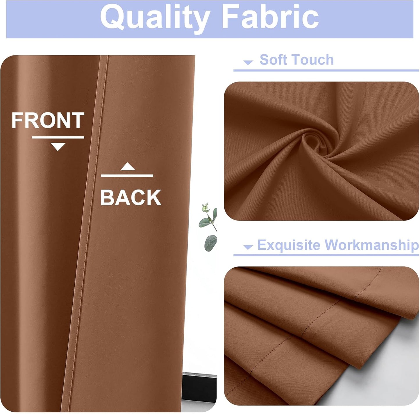 Simplebrand Ava Sun Baked Blackout Curtains for Bedroom 96 Inches Long 2 Panels, Solid Thermal Insulated, Energy Saving Living Room Window Treatment Curtains Blackout Drapes, W40 x L96 Inch, Sun Baked
