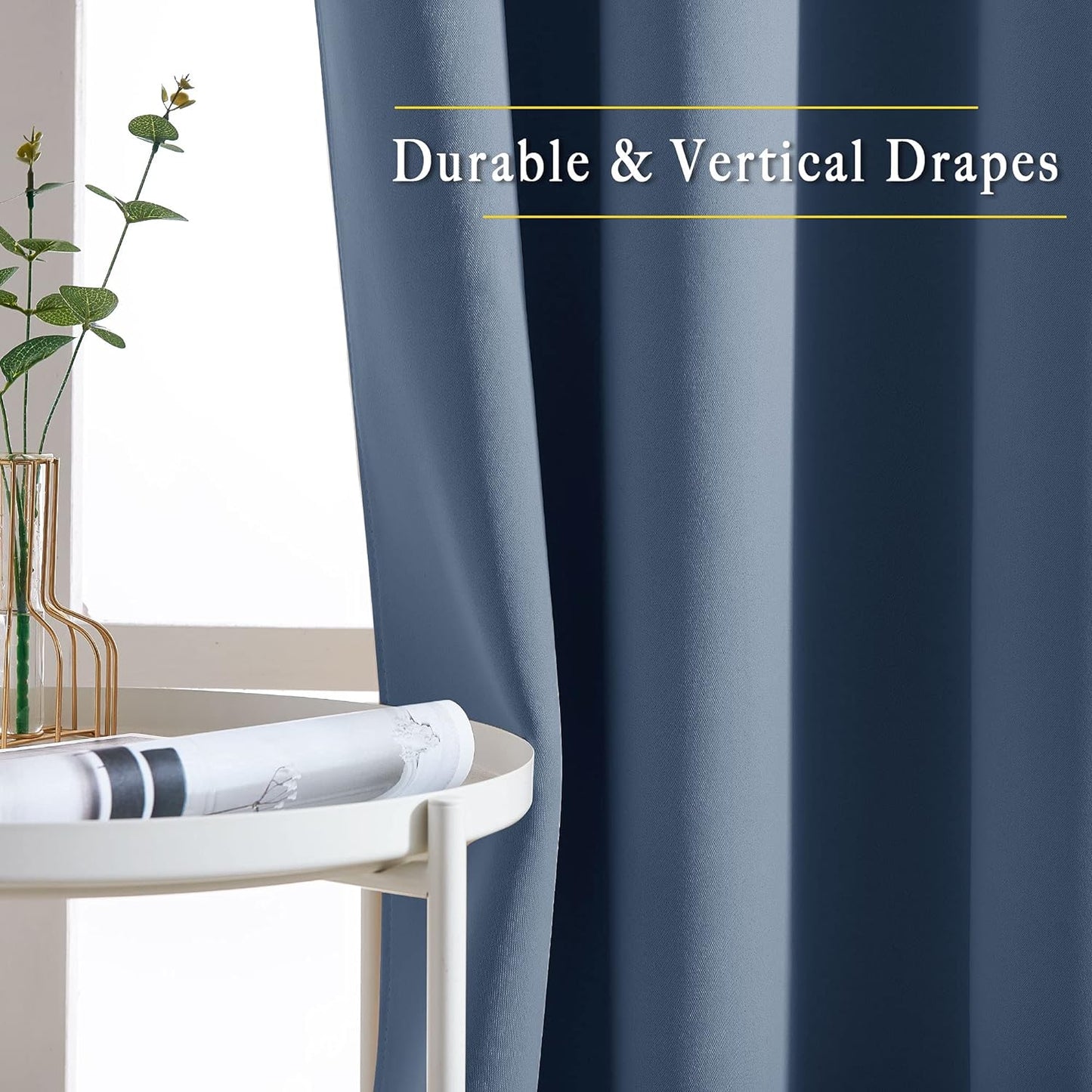 NICETOWN Stone Blue Curtain Panels - Home Decoration Thermal Insulated Solid Grommet Blackout Curtains/Drapes for Hall/Sliding Door (80" Wide by 108" Long, Stone Blue, Set of 2)