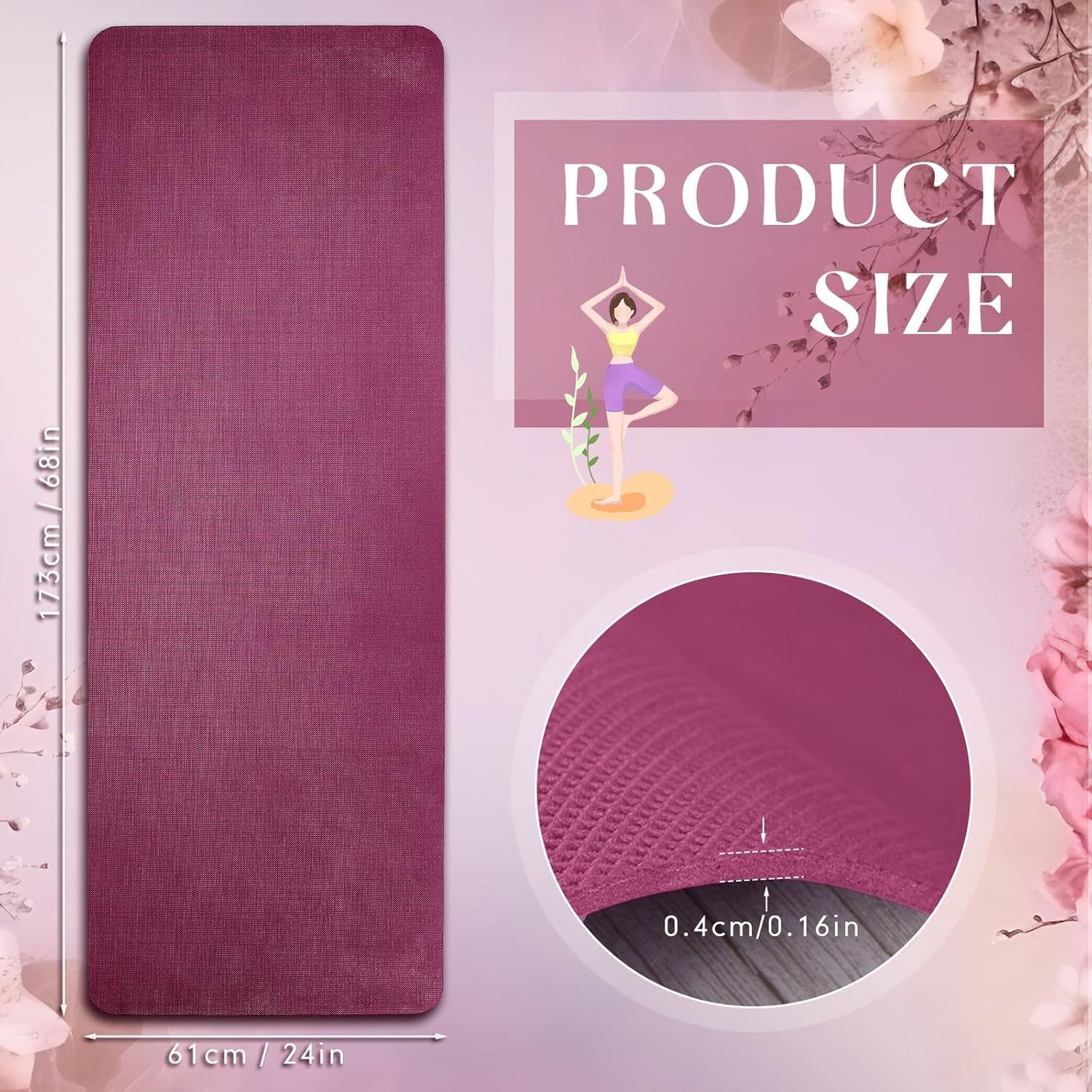 Timgle 6 Pack Yoga Mats Bulk Non Slip Exercise Yoga Mat Thick Anti Slip Tear Resistant Sports Gym for Fitness Stretching Home Workout and Studio