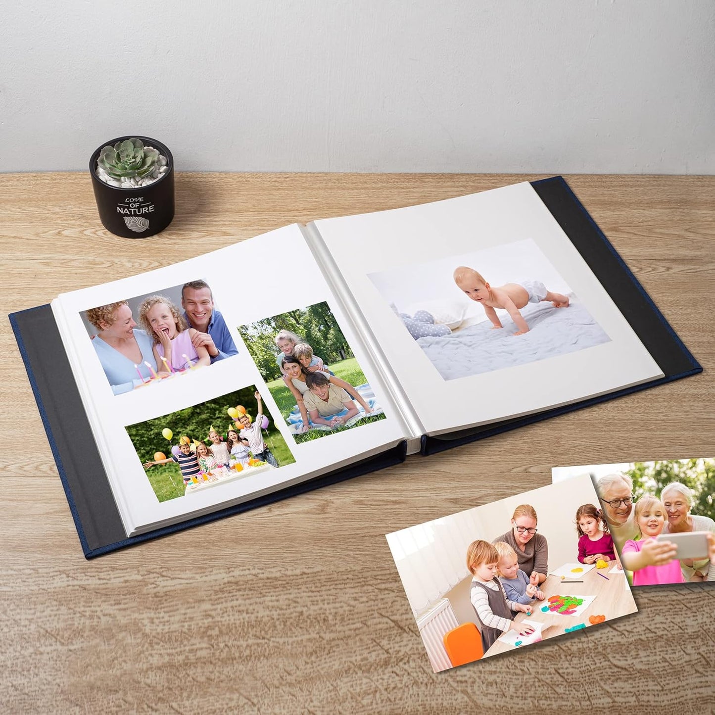 Photo Album Self Adhesive Scrapbook Album for 4×6 Pictures DIY Magnetic Linen Cover Album 30 Blank Pages for Family Wedding, Birthday, Christmas, Anniversary (Blue)
