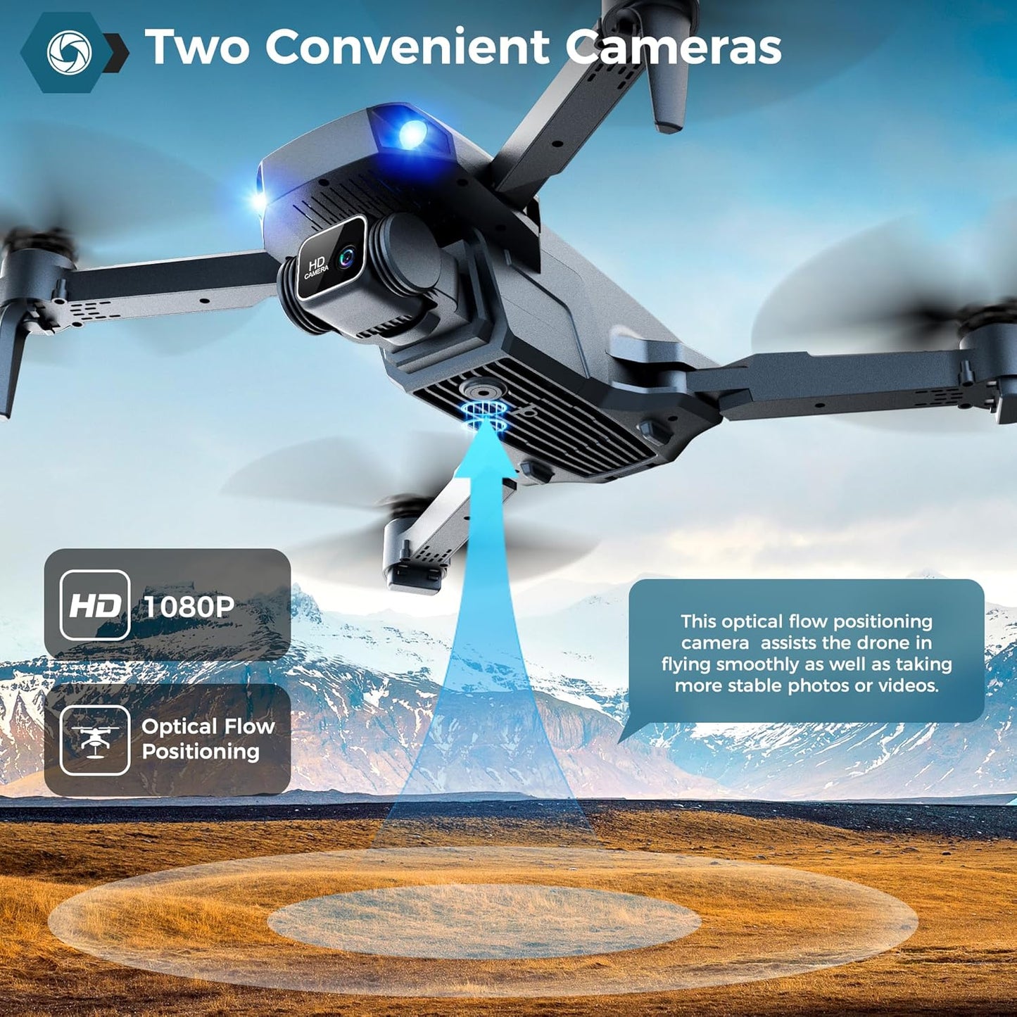 Drone with Camera, Mini Drone for Kids with 1080P HD FPV Camera, One Key Take Off/Land, Altitude Hold, 360°Flip, Waypoint Fly, Gestures Selfie, 3 Speed, 2 Battery Toys Birthday Christmas Gifts for boys