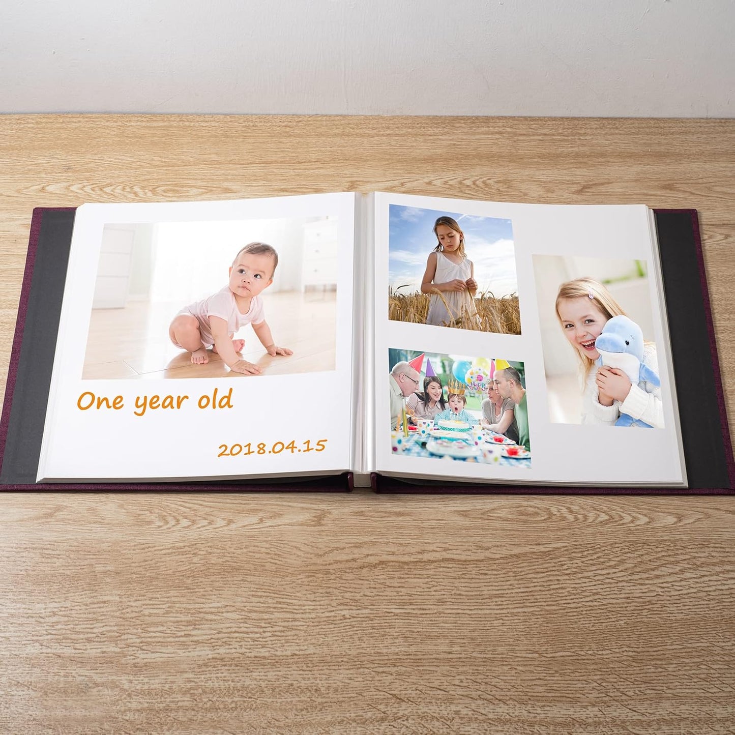 Large Photo Album Self Adhesive Scrapbook Album for 4×6 8×10 Pictures DIY Magnetic Linen Cover Album 60 Pages for Family Wedding Gifts with Metal Pen and Plastic Board