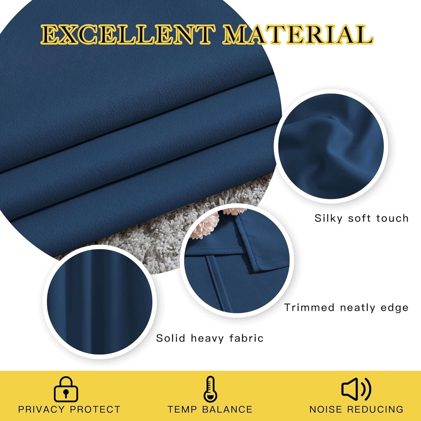 NICETOWN Bedroom Blackout Curtains and Drapes 54" L - Window Treatment Thermal Insulated Solid Grommet Blackout Draperies for Home Office (Moroccan Blue, 2 Panels=132" Wide)