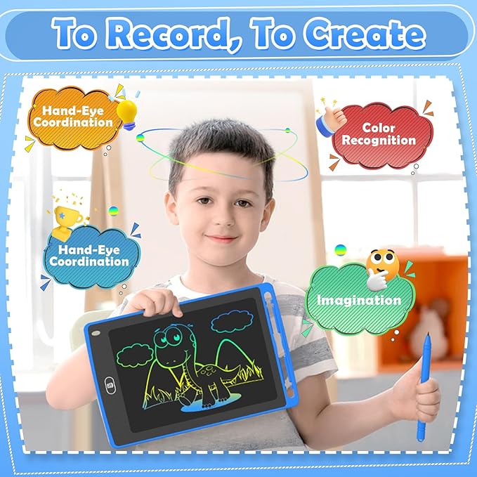 LCD Writing Tablet for Kids, 8.5 Inch Colorful Doodle Board Drawing Tablet, Educational Learning Toys Birthday Gifts for Kids Age 3 4 5 6 7 8 (8 Pack)
