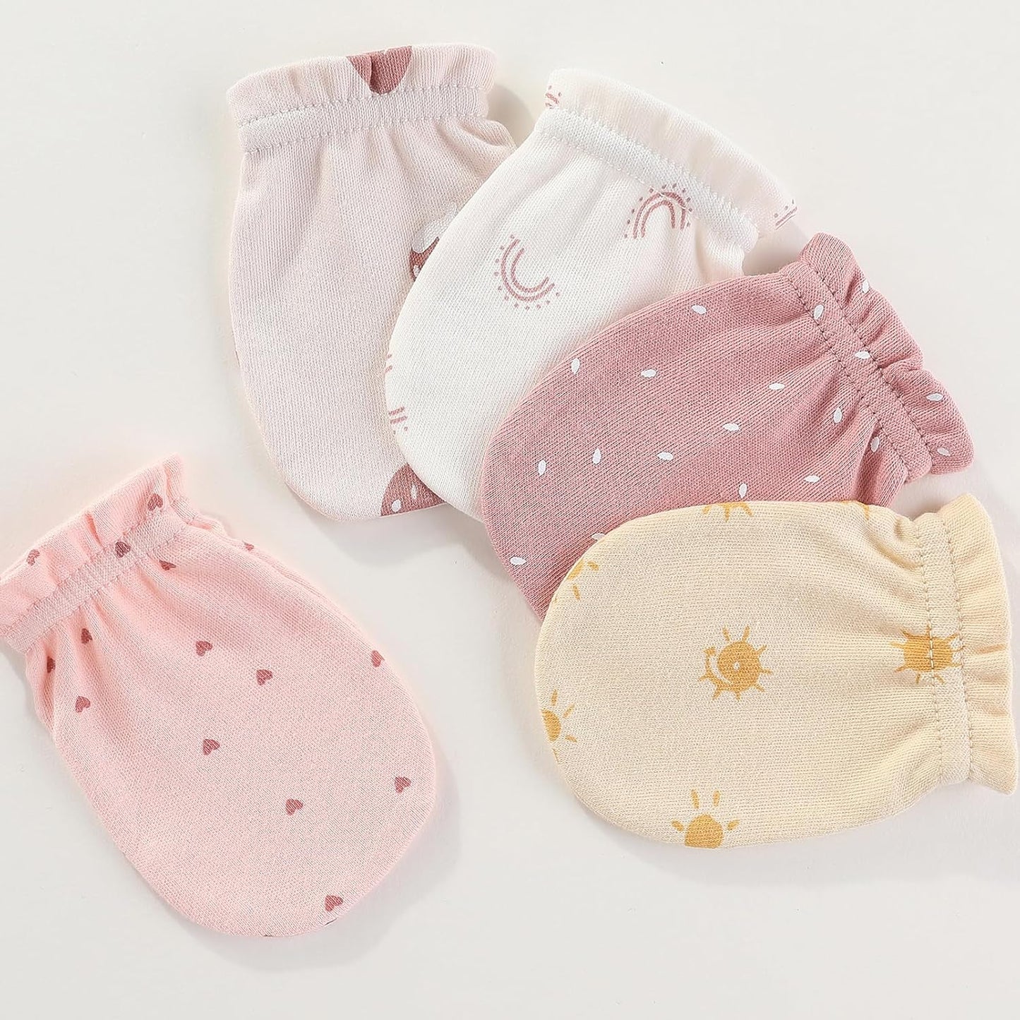 Baby Hat and Mittens Set Newborn Baby Hats Caps for Baby Boys Girls 0-6 Months 100% Cotton