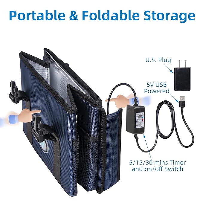 UV Sanitizer Box, 12L Portable Sanitizing and Cleaning Machine with 3-Level Timer, Foldable UV Cleaner Box for Toys, Mask, Towel, Key Etc. Ozone Free UV Cleaning Machine