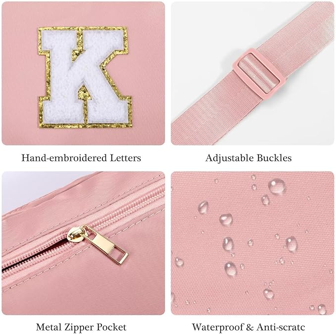 YOOLIFE Thank You Gifts for Women - Birthday Gifts for Women, Personalized Gifts for Women Mom Friend Sister Teacher Girlfriend Wife Her, Initial Belt Bag Crossbody Bags, Pink O