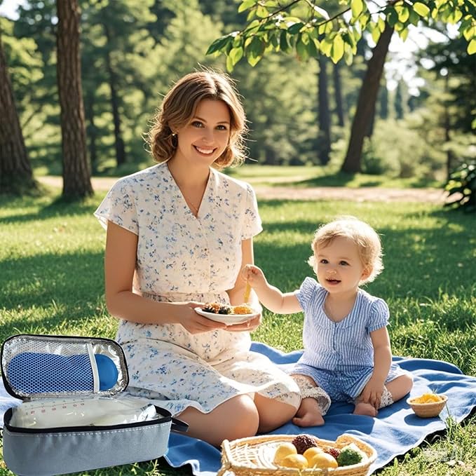 Insulated Breastmilk Cooler Bag with 2 Ice Packs - Breastmilk Cooler Organizer Bag for Daycare, Breastfeeding Mom Travel Outdoor