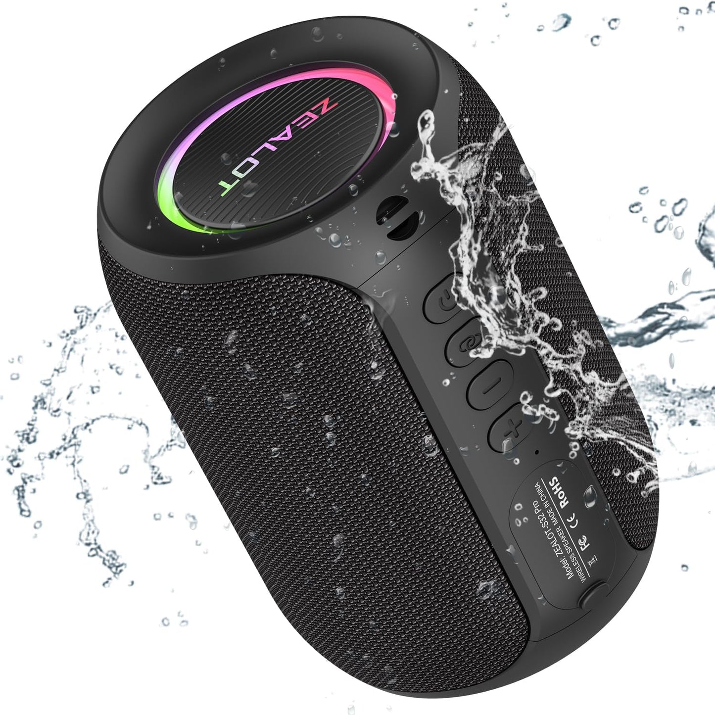 ZEALOT Bluetooth Speaker for Kid, Speakers Bluetooth Wireless, S32pro 15W Outdoor Portable Speaker, BT5.3/ USB/TF/AUX, Loud Stereo Sound, Dual Pairing, for Home Party Pool Beach-Black