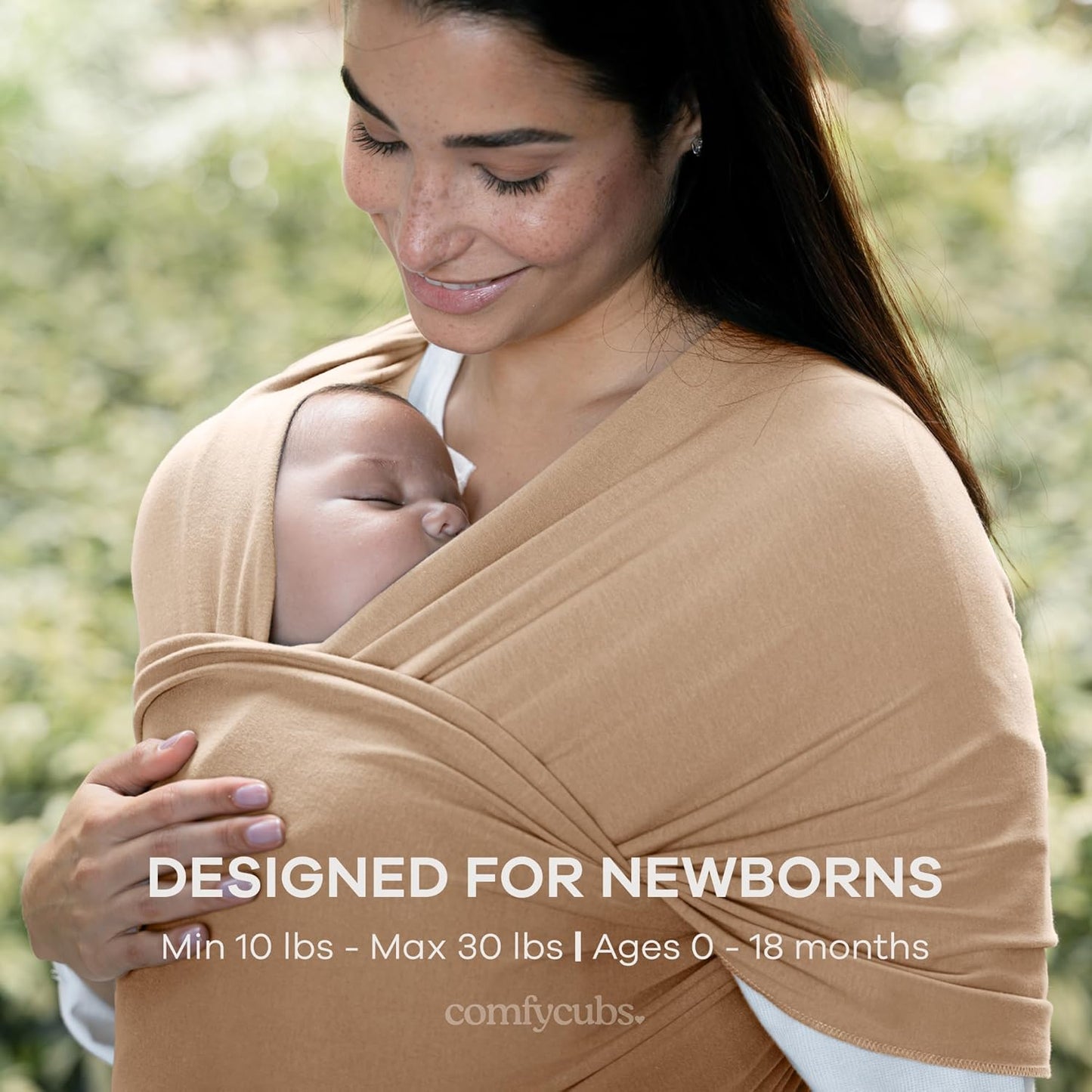 Comfy Cubs Baby Wrap Carrier - Soft & Secure Fit Cotton Blend Baby Carrier Newborn to Toddler - Hands-Free & Lightweight Infant Wrap - Adjustable, One Size Fits All Toddler Sling - Cedar