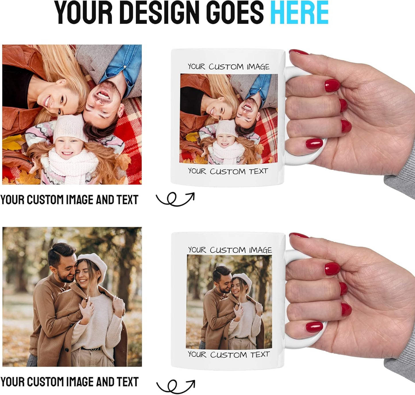 Personalized Coffee Mug – Custom Photo, Text, or Logo Ceramic Mug Tea Cup | Taza Personalizada with Picture or Message | Customized Gift Idea for Men & Women, Mom, Dad, Friends - White/Orange | 15oz