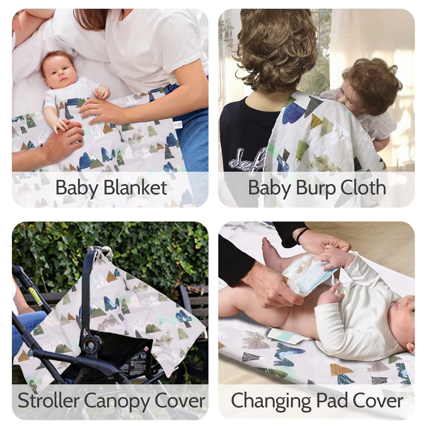 TANOFAR Car Seat Cover Baby, Carseat Covers Baby Boy Girl, Peekaboo Opening Infant Car Seat Cover for Winter, Warm & Cozy, Adventure Mountain