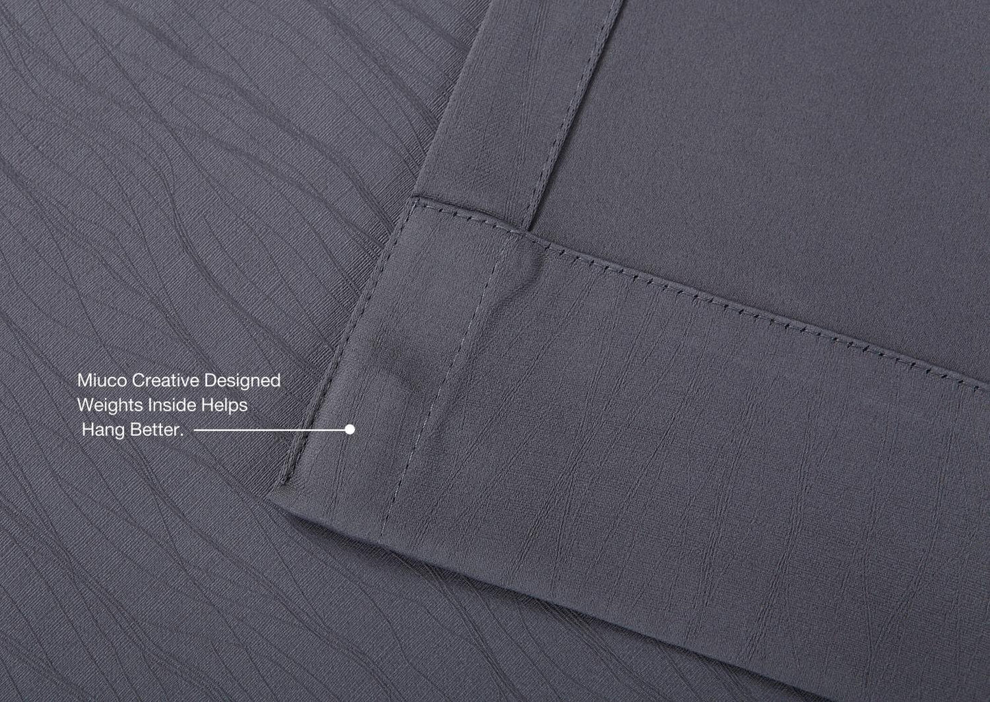 MIUCO Blackout Curtains Room Darkening Textured Grommet Window Curtains for Living Room 2 Panels 52x63 Inch Dark Grey
