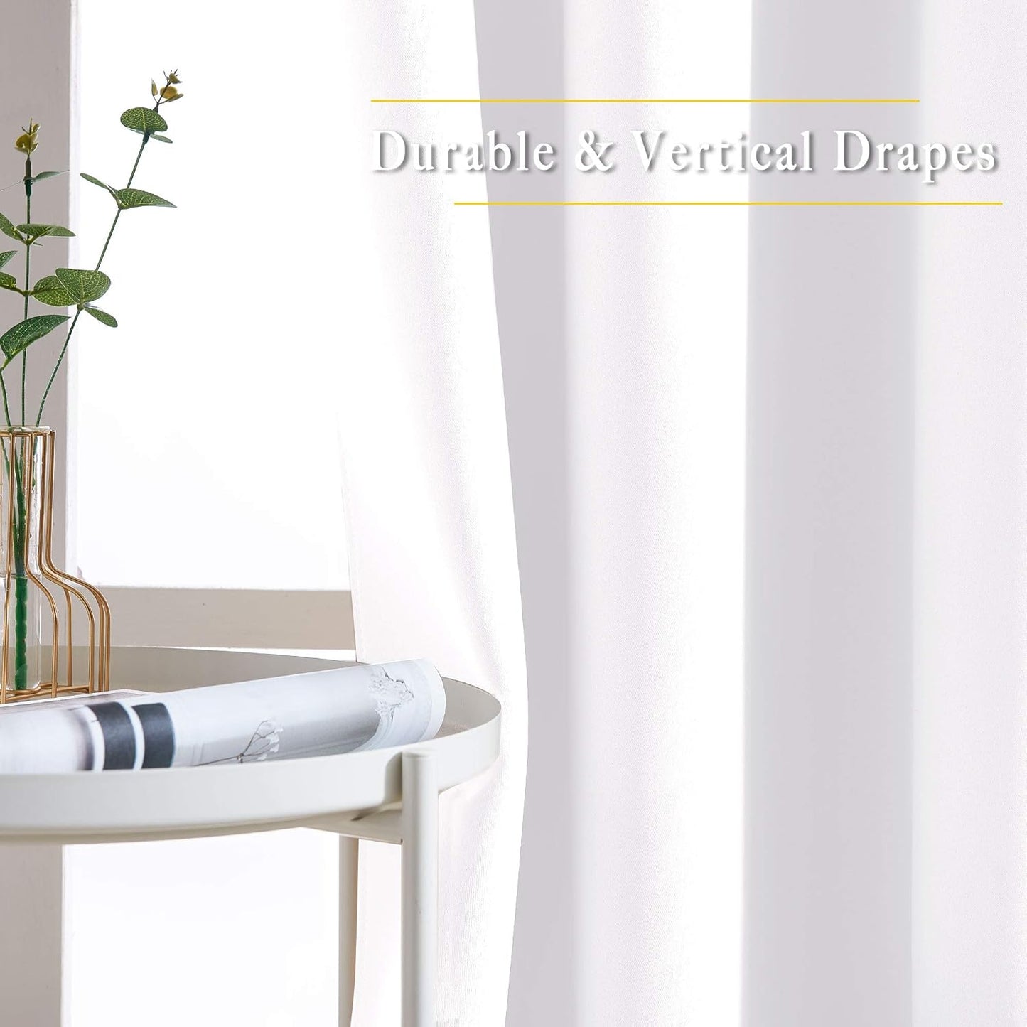 NICETOWN White Room Darkening Draperies and Curtains - Home Fashion Energy Saving Grommet Top Room Darkening Drape Panels for Bedroom (Set of 2 Panels, 52 by 72 Inch, White)