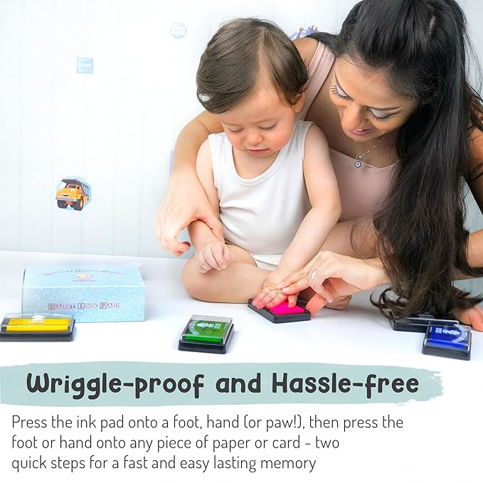 Baby Hand and Footprint Kit by Forever Fun Times | Get Hundreds of Detailed Prints with One Baby Safe Ink Pad | Easy to Clean, and Works with Any Paper or Card | Clean and Safe (Blue, Small)