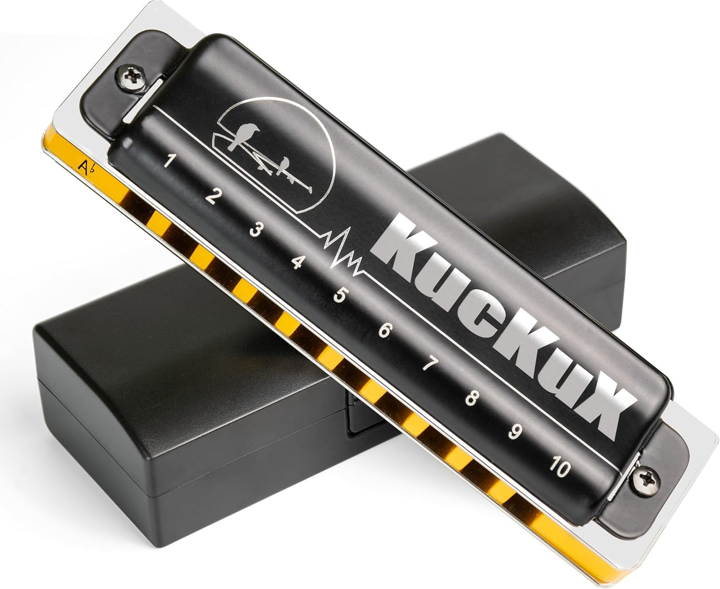 Diatonic Harmonica of A flat Key,Blues Mouth Organ 10 Hole 20 Tones, Reed of Phosphor Bronze, ABS Combo, Easy-Clean Cover,10 Hole Blues Harp for Adult, Beginner