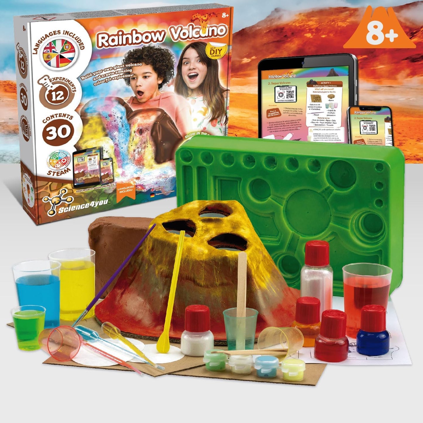 Science4you Rainbow Volcano Toy for Kids - Volcano Kit for Kids, Rainbow Lab + 12 Science Experiments for Kids, Stem Science Toys, Games, Science Gifts for 8+ Year Old Boys and Girls