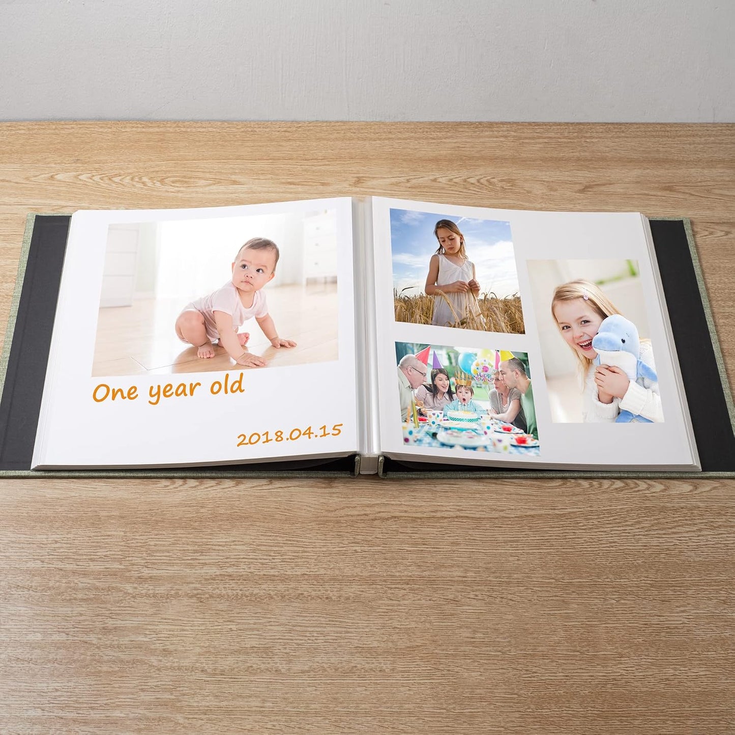 Large Photo Album Self Adhesive Scrapbook Album for 4×6 5×7 8×10 Pictures DIY Magnetic Linen Cover Album 40 Pages for Family Wedding Gifts with Metal Pen and Plastic Board