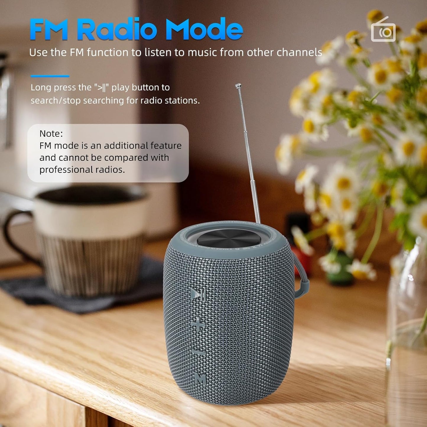 Portable Bluetooth Speaker, BT5.3 Wireless Speaker 20W Bass Diaphragms with Multi LED Light Dynamic Modes, IPX6 Waterproof 16H Playtime supports FM Mode, TF, USB for Home, Cycling, Outdoor, Beach