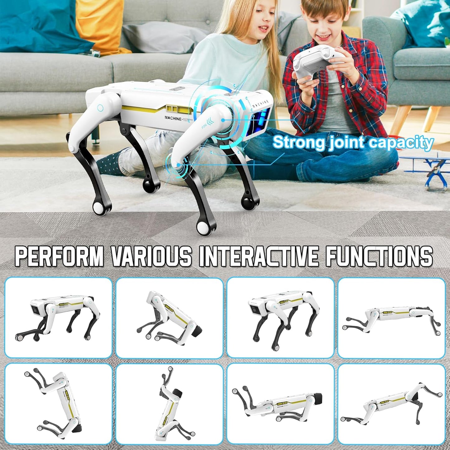Robot Dog, AI Dog, AI Smart Pet, Will Dance and Kungfu, Voice/App/Remote Control, Support Action Programming, AI Robot Ideal Gift for Adults/Kids